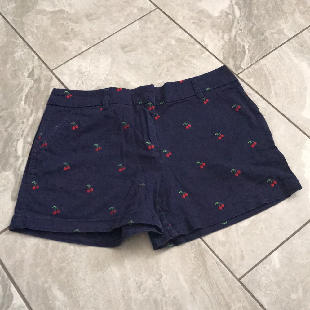 British Khaki Navy Cherry Print Women Shorts